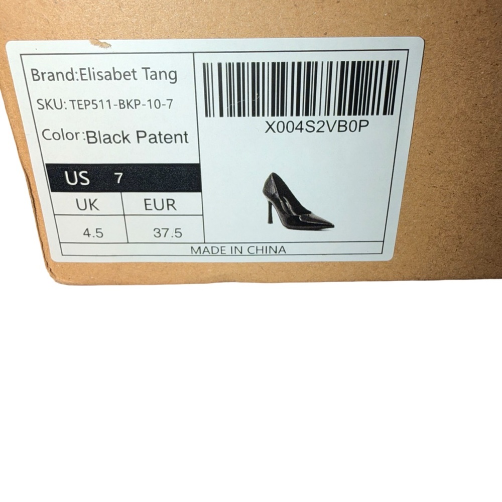 Elisabet Tang Black Patent Leather Stiletto High Heel Pumps-size 7-NWT - Picture 9 of 9